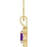 14K Gold Emerald Natural Amethyst Halo-Style Necklace or Pendant - Yellow Gold - view 3