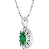 Platinum Emerald Natural Emerald Halo-Style Necklace or Pendant - view 2