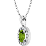 Platinum Emerald Natural Peridot Halo-Style Necklace or Pendant - view 2