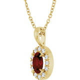 14K Gold Emerald Natural Mozambique Garnet Halo-Style Necklace or Pendant - Yellow Gold - view 2