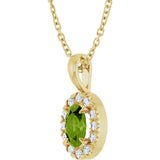 14K Gold Emerald Natural Peridot Halo-Style Necklace or Pendant - Yellow Gold - view 2