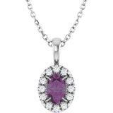 Platinum Emerald Lab-Grown Alexandrite Halo-Style Necklace or Pendant