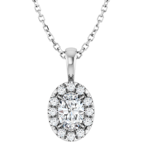 Platinum Emerald Natural White Sapphire Halo-Style Necklace or Pendant
