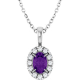 Platinum Emerald Natural Amethyst Halo-Style Necklace or Pendant