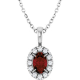 14K Gold Emerald Natural Mozambique Garnet Halo-Style Necklace or Pendant - White Gold