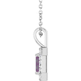 14K Gold Emerald Lab-Grown Alexandrite Halo-Style Necklace or Pendant - White Gold - view 3