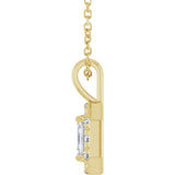 14K Gold Emerald Natural White Sapphire Halo-Style Necklace or Pendant - Yellow Gold - view 3