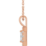 14K Gold Emerald Natural White Sapphire Halo-Style Necklace or Pendant - Rose Gold - view 3