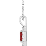 Platinum Emerald Natural Mozambique Garnet Halo-Style Necklace or Pendant - view 3