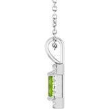 14K Gold Emerald Natural Peridot Halo-Style Necklace or Pendant - White Gold - view 3
