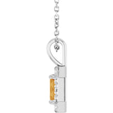 Platinum Emerald Natural Citrine Halo-Style Necklace or Pendant - view 3