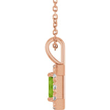 14K Gold Emerald Natural Peridot Halo-Style Necklace or Pendant - Rose Gold - view 3