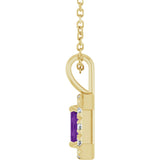 14K Gold Emerald Natural Amethyst Halo-Style Necklace or Pendant - Yellow Gold - view 3