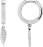 Platinum Round Natural Diamond Angel Wing Hinged Hoop Earrings