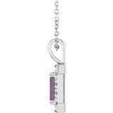 Platinum Emerald Lab-Grown Alexandrite Halo-Style Necklace or Pendant - view 3