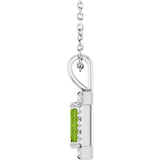 Platinum Emerald Natural Peridot Halo-Style Necklace or Pendant - view 3