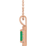14K Gold Emerald Natural Emerald Halo-Style Necklace or Pendant - Rose Gold - view 3