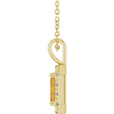 14K Gold Emerald Natural Citrine Halo-Style Necklace or Pendant - Yellow Gold - view 3