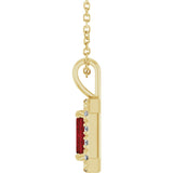 14K Gold Emerald Natural Mozambique Garnet Halo-Style Necklace or Pendant - Yellow Gold - view 3
