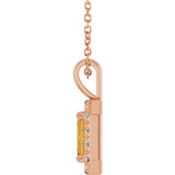 14K Gold Emerald Natural Citrine Halo-Style Necklace or Pendant - Rose Gold - view 3