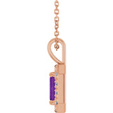 14K Gold Emerald Natural Amethyst Halo-Style Necklace or Pendant - Rose Gold - view 3
