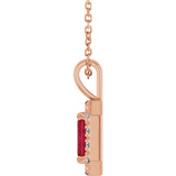 14K Gold Emerald Natural Ruby Halo-Style Necklace or Pendant - Rose Gold - view 3