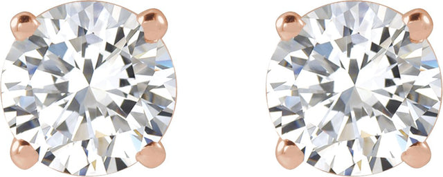 14K Gold Lab-Grown Diamond Round 4-Prong Lightweight Stud Earrings – up to 1 1/4 CTW - Rose Gold - view 4