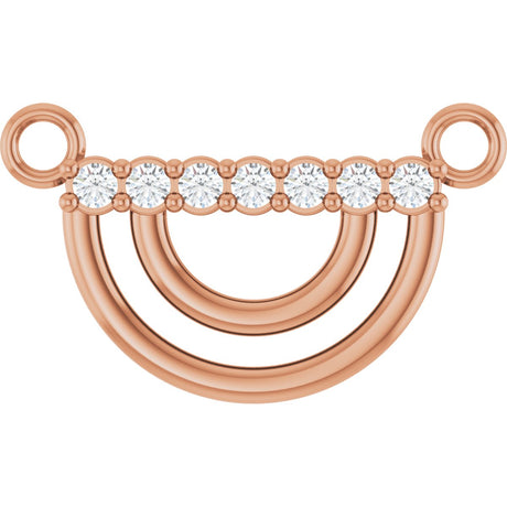 14K Gold Round Natural Diamond Accented Arch Necklace - Rose Gold