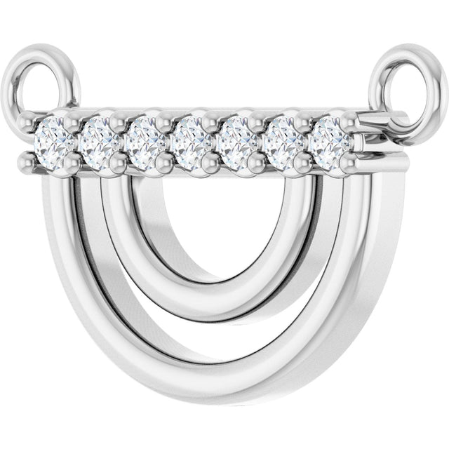 Platinum Round Natural Diamond Accented Arch Necklace - view 2