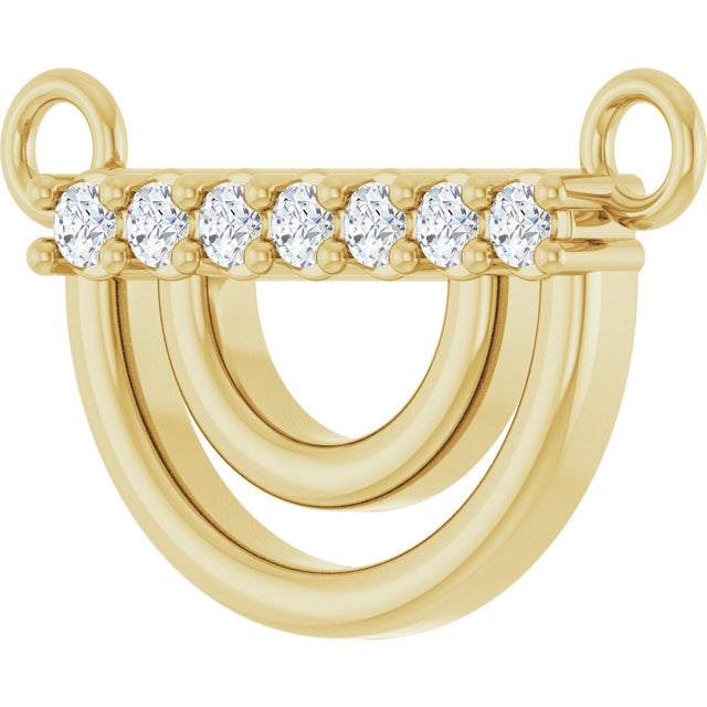 14K Gold Round Lab-Grown Diamond Accented Arch Necklace - Yellow Gold - view 2