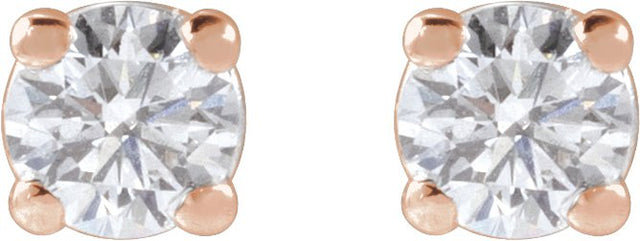 14K Gold Lab-Grown Diamond Round 4-Prong Lightweight Stud Earrings – up to 1 1/4 CTW - Rose Gold - view 4
