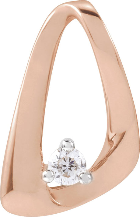 14K Gold Round Natural Diamond Accented Pendant – 2.3mm Stones - Rose Gold