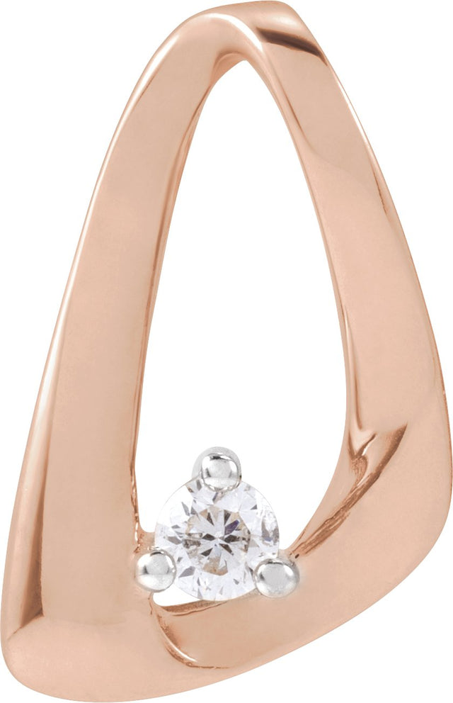 14K Gold Round Natural Diamond Accented Pendant – 2.3mm Stones - Rose Gold