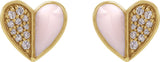 14K Gold Round Natural Diamond Heart Earrings – 1.2mm Stones - Yellow Gold - view 2