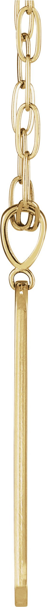 14K Gold Round Natural Diamond Engravable Accented Bar Necklace or Pendant - Yellow Gold - view 2