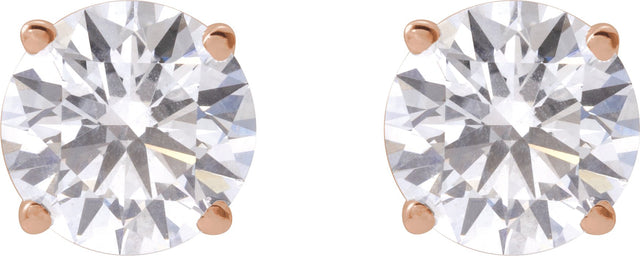 14K Gold Lab-Grown Diamond Round 4-Prong Lightweight Stud Earrings – up to 1 1/4 CTW - Rose Gold - view 4