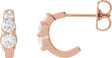 14K Gold Round Natural Diamond Graduated Hoop Earrings - Rose Gold