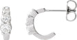 Platinum Round Natural Diamond Graduated Hoop Earrings
