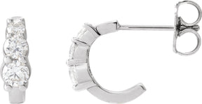 Platinum Round Natural Diamond Graduated Hoop Earrings