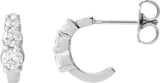 14K Gold Round Natural Diamond Graduated Hoop Earrings - White Gold