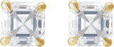 14K Gold Asscher Natural Diamond Solitaire Stud Earrings - Yellow Gold - view 2