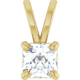 14K Gold Asscher Natural Diamond Solitaire Pendant - Yellow Gold