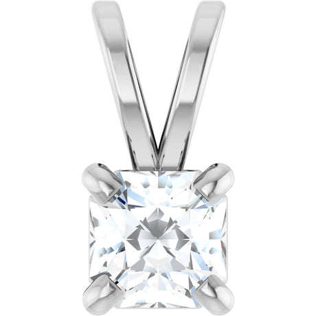 Platinum Asscher Natural Diamond Solitaire Pendant