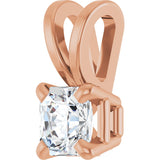 14K Gold Asscher Natural Diamond Solitaire Pendant - Rose Gold - view 2