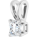 14K Gold Asscher Natural Diamond Solitaire Pendant - White Gold - view 2