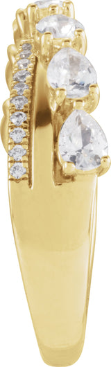 14K Gold Pear Natural Diamond Accented Ring - Yellow Gold - view 3