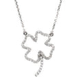 14K Gold Round Natural Diamond Four-Leaf Clover Necklace - White Gold