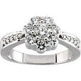 14K Gold Round Natural Diamond Cluster Ring – 4.3mm Stones - view 3