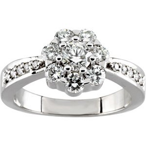 14K Gold Round Natural Diamond Cluster Ring – 4.3mm Stones - view 3