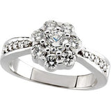 14K Gold Round Natural Diamond Cluster Ring – 4.3mm Stones - view 5